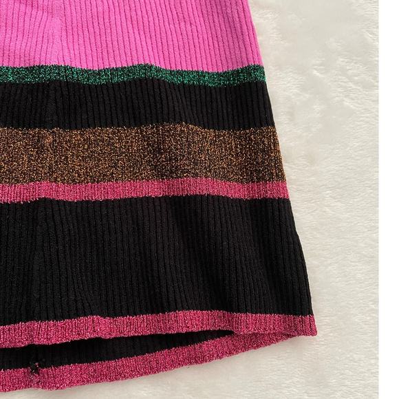 TANYA TAYLOR Velma Open Back Knit Sweater Dress Medium Black/Pink Striped - Picture 10 of 13